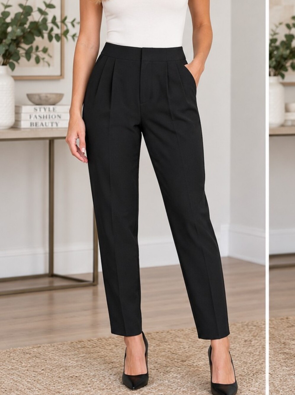 A New Day Black Tapered Leg Stretch Pants – Size 6 Regular